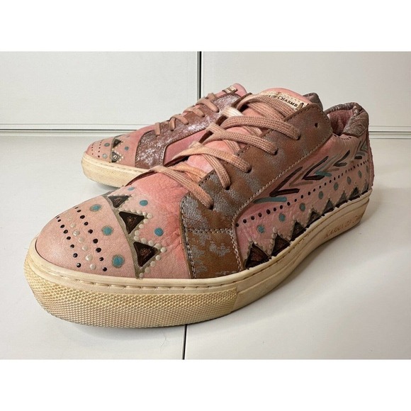Karma of Charme Naïf Hand Painted Leather Low Top Sneaker Unique Size 40 Women's - Picture 3 of 9